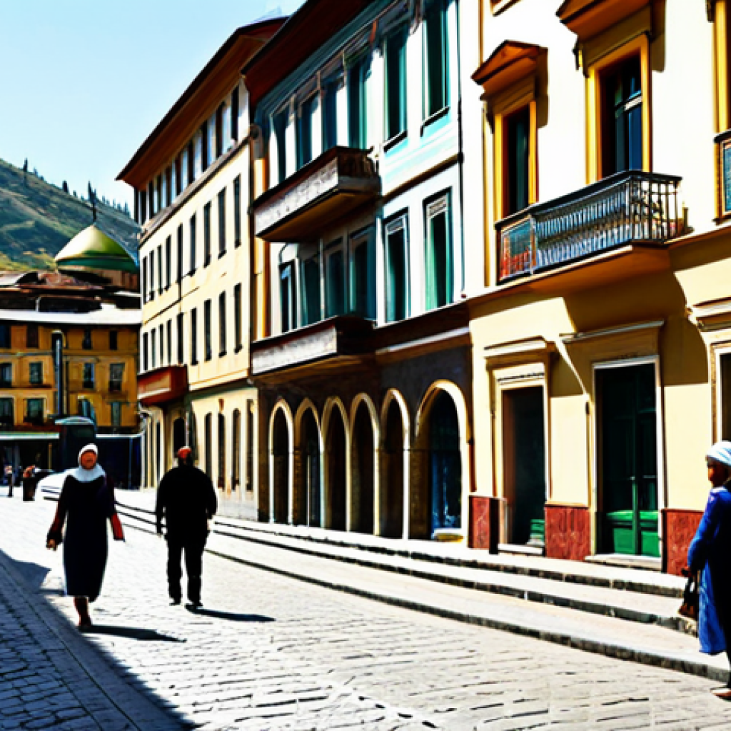 **
"A sunny street scene in Old Tbilisi, Georgia, featuring colorful balconies and stone-paved streets, people walking and enjoying the atmosphere, fully clothed, modest attire, safe for work, professional photography, perfect anatomy, natural proportions, appropriate content, family-friendly"
**