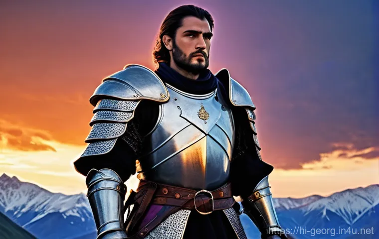 조지아 문학 작품 추천 - **Prompt for Shota Rustaveli's "The Knight in the Panther's Skin":**
"A majestic medieval Georgi...