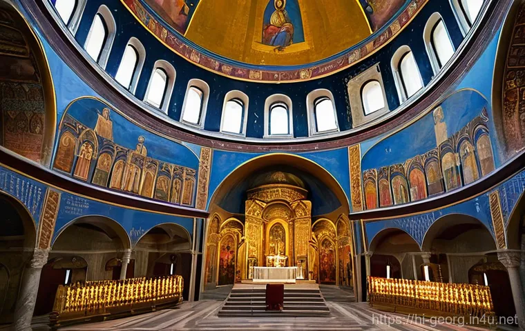 조지아 전통 건축 양식 - **Prompt:** A majestic, ancient Georgian fortress perched dramatically on a high, rugged mountain pe...