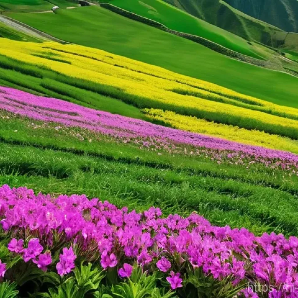 카즈베기 산의 독특한 생태계 - **A Vibrant Tapestry of Kazbegi's Alpine Flora**
A breathtaking panoramic view of the Kazbegi mo...