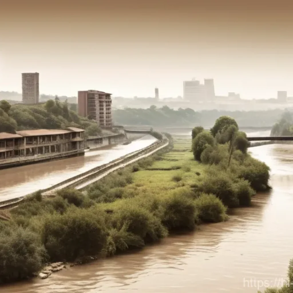 조지아의 환경 문제와 대책 - **Prompt:** A thought-provoking, high-angle shot of a sprawling urban landscape, reminiscent of Tbil...
