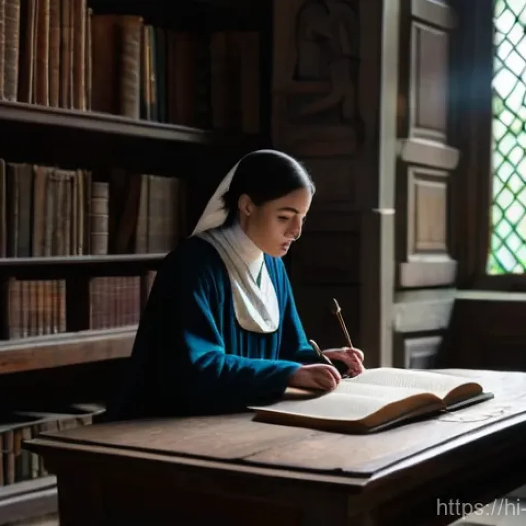 조지아 언어의 역사적 발전 - **Prompt:** A serene and ancient scriptorium within a Georgian monastery, bathed in soft, diffused l...