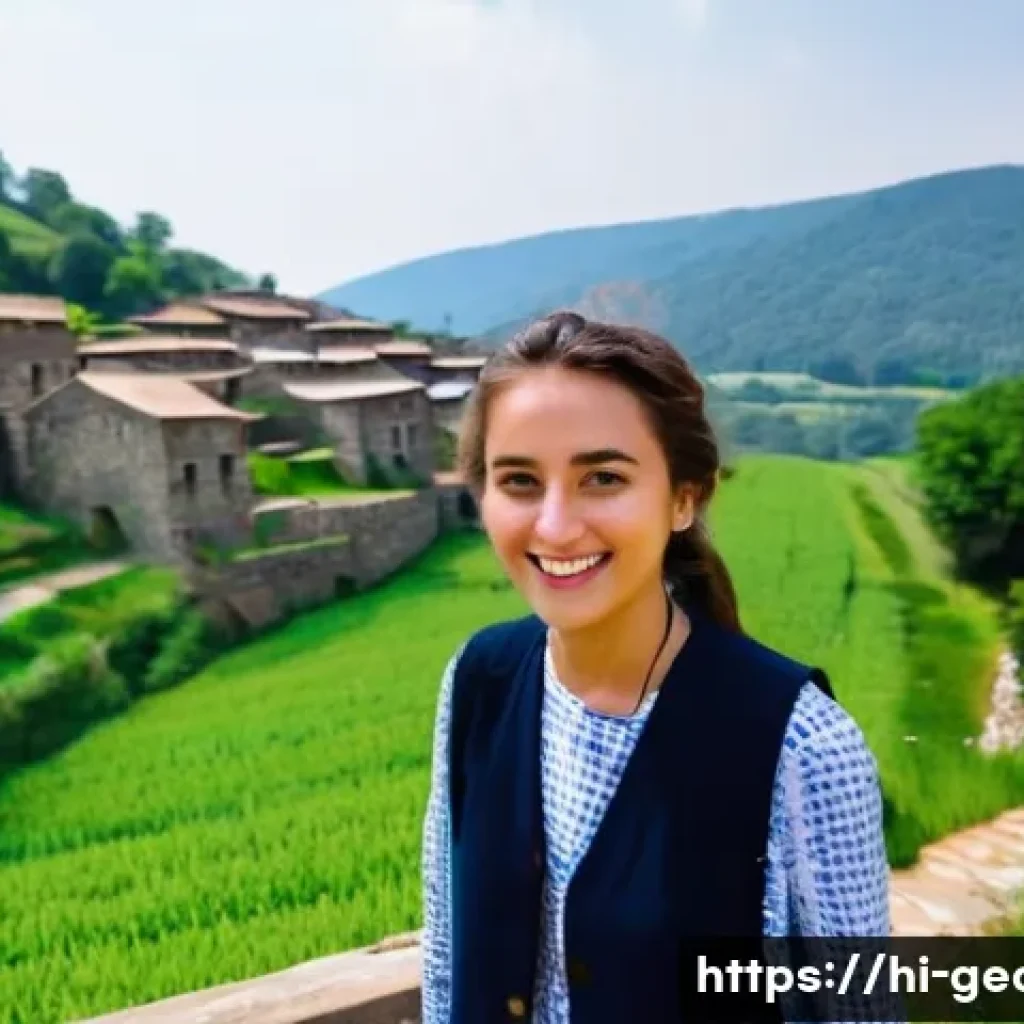 조지아에서 인기 있는 유튜브 채널 - **Georgian Vlogger Exploring Ancient Village:** A young, energetic female vlogger, in her early twen...